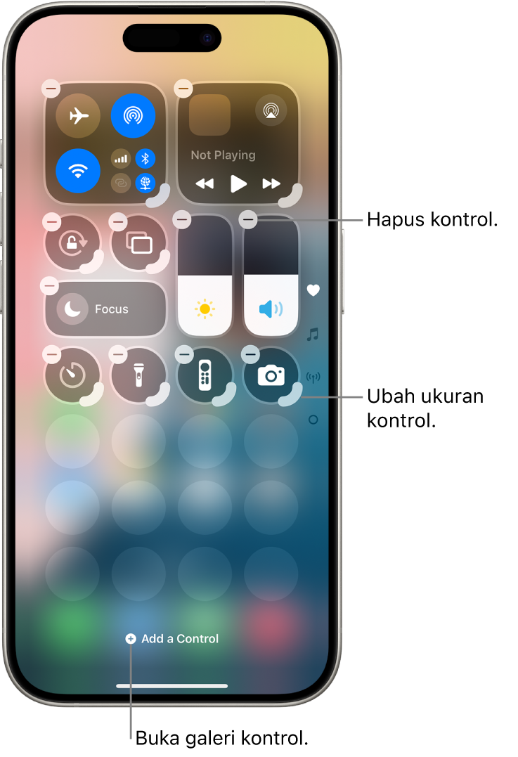 Menggunakan dan menyesuaikan Pusat Kontrol di iPhone Apple Support (ID)