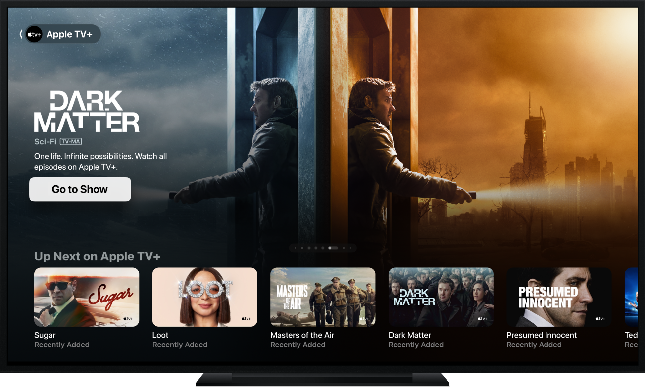 An Apple TV showing the Apple TV app