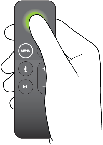 Illustration showing pressing and holding the centre of the touch surface