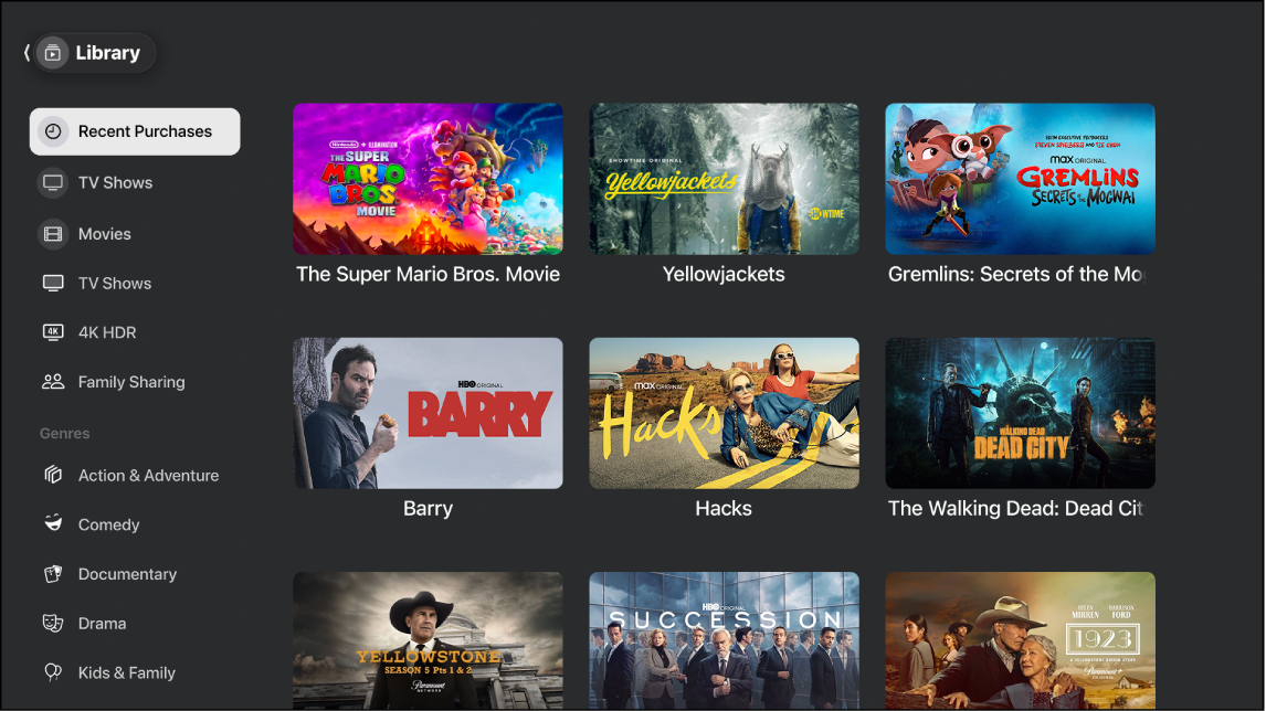 how to add shows to apple tv library