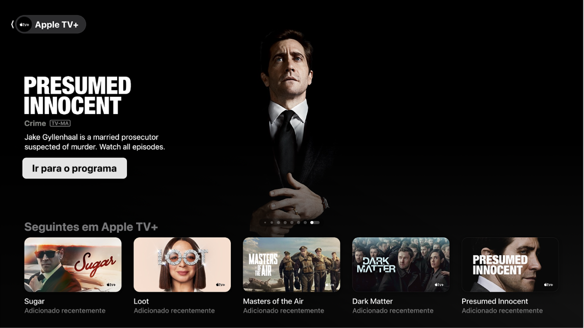 Ecrã com Apple TV+.