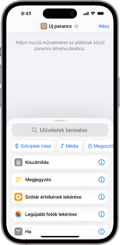 Üres parancsszerkesztő iPhone-on.