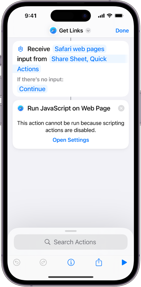Menggunakan tindakan Jalankan JavaScript di Halaman Web di Pintasan di ...