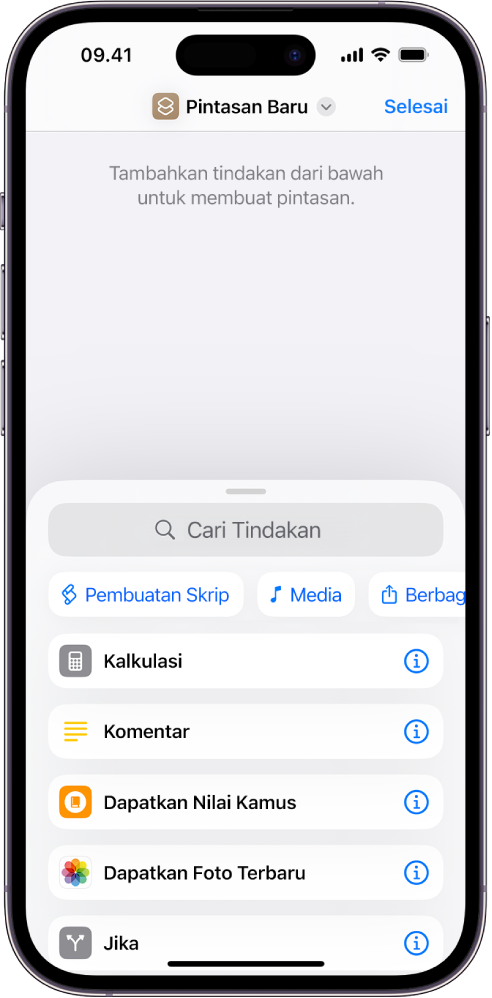 Editor pintasan kosong di iPhone.