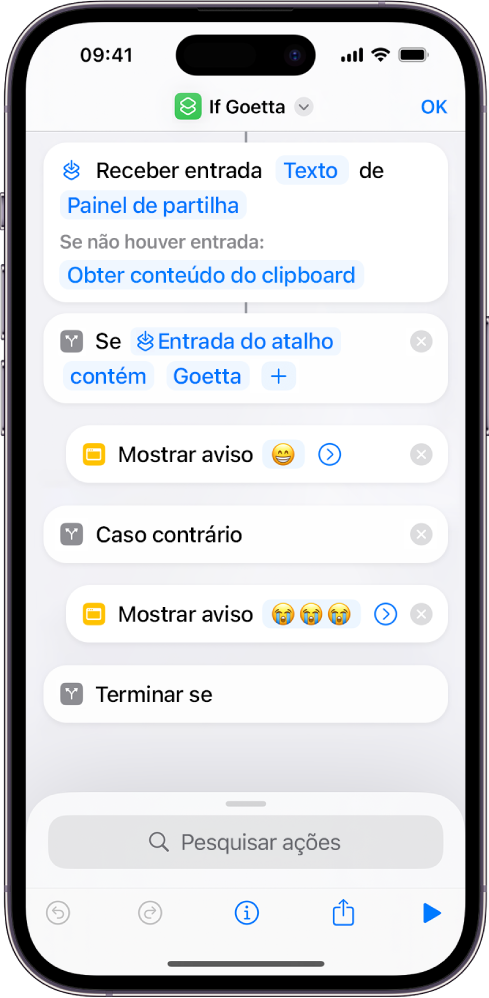 Como configurar uma ação Se.