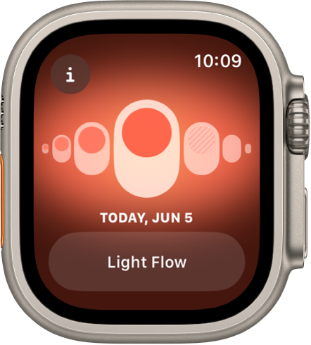 Apple Watch, показващ екрана Cycle Tracking (Следене на цикъла)
