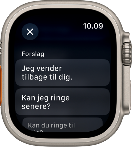 Appen Mail, der viser tre smarte svar.