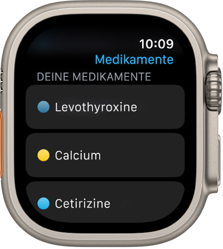 Die App „Medikamente“ mit einer Liste aller Medikamente.