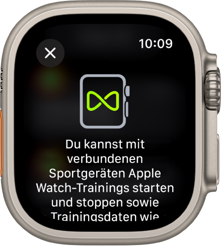 Die Anzeige zum Koppeln deiner Apple Watch mit einem Sportgerät.