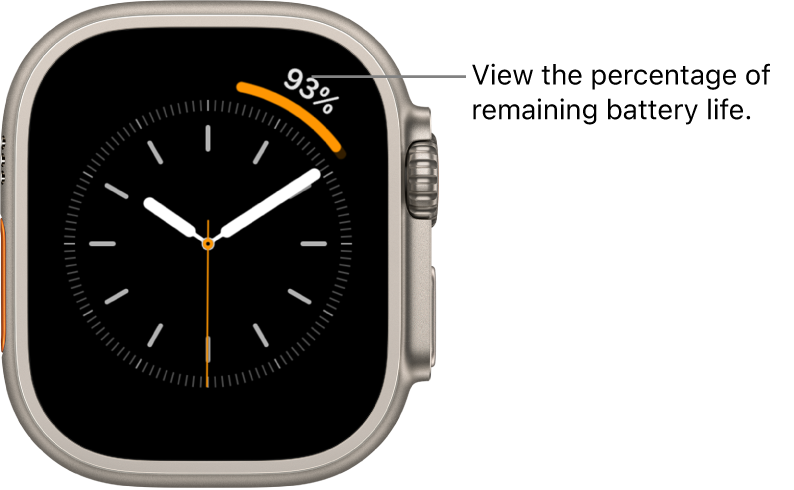 Watch face showing the battery percentage complication in the top-right corner.