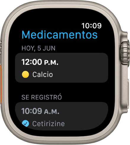 La app Medicamentos muestra una lista de los medicamentos registrados.