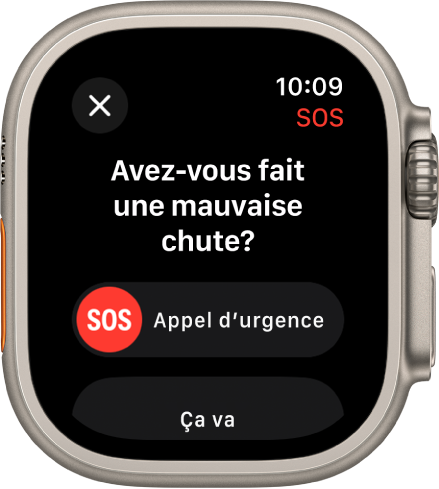 Écran de la fonction Détection de chute.