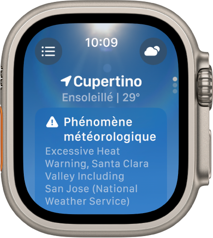 Une alerte météorologique qui signale une chaleur excessive.