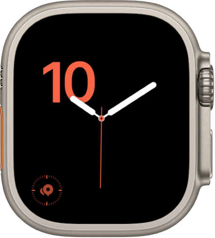Le cadran Chiffres qui affiche l’heure en rouge et une complication Points de cheminement de la boussole en bas à gauche.