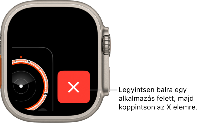 Az Appváltó egy nagy „X” betűvel a jobb, és egy app egy részletével a bal oldalon. Az X elemre koppintva távolíthatja el az appot az Appváltóból.