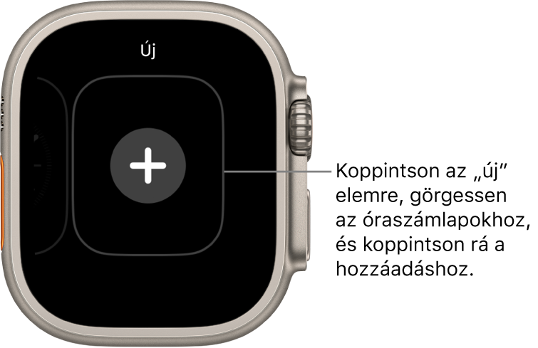Új óraszámlap képernyője, középen plusz gombbal. Új óraszámlap hozzáadásához koppintson rá.