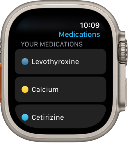 Programoje „Medications“ rodomas visų vaistų sąrašas.