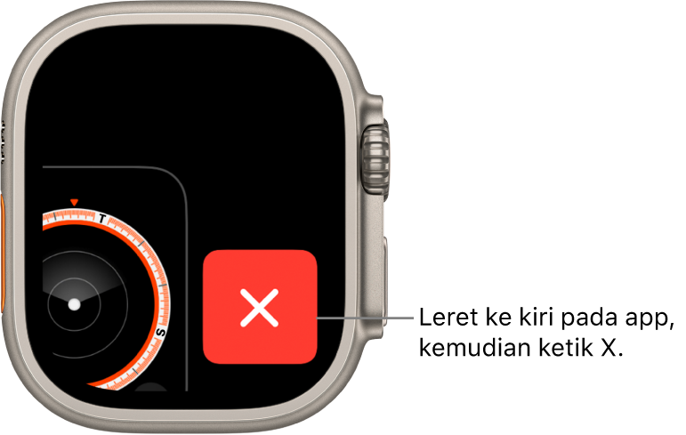 Penukar App menunjukkan X besar di sebelah kanan dan sebahagian daripada app di sebelah kiri. Ketik X untuk mengeluarkan app daripada Penukar App.