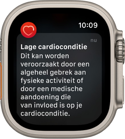 Een melding van een laag cardioconditieniveau.