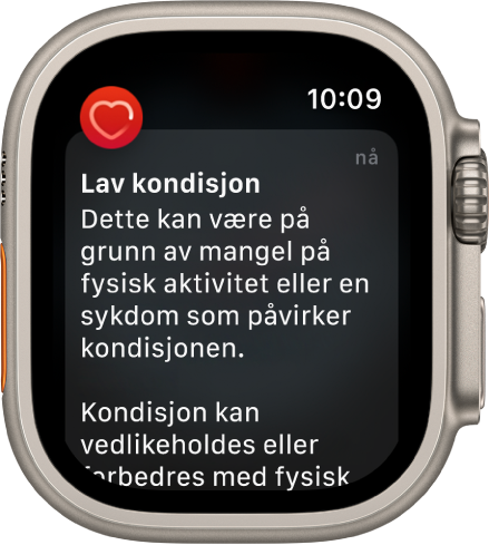 Et Puls-varsel som viser lav kondisjon.