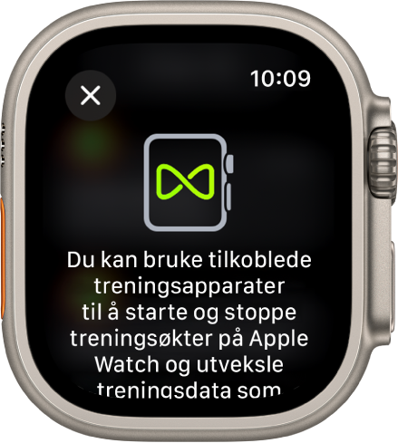 En sammenkoblingsskjerm som vises når du sammenkobler Apple Watch med treningsapparater.