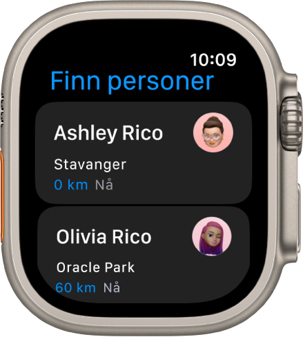 Finn personer-appen som viser to venner og deres omtrentlige posisjon.