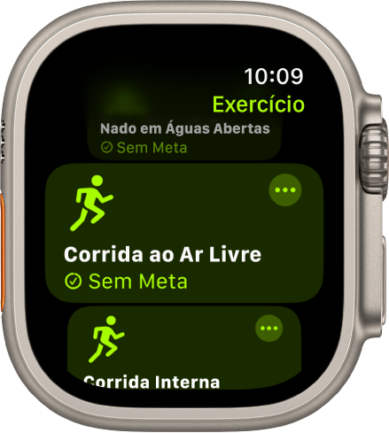 App Exercício com “Corrida ao Ar Livre” destacado.