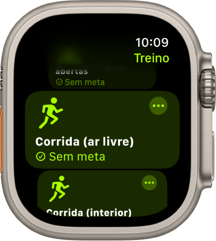 A aplicação Treino com corrida ao ar livre destacada.