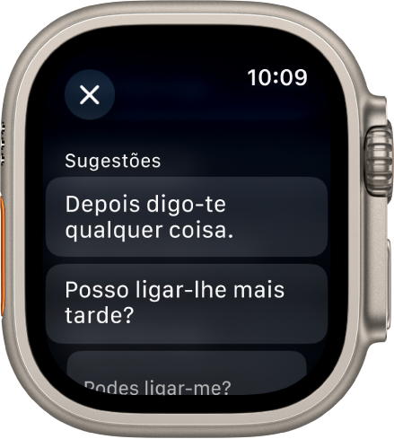 A aplicação Mail a mostrar três respostas inteligentes.