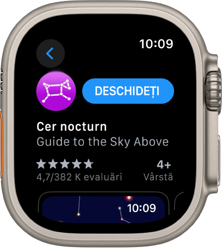 O aplicație este afișată în aplicația App Store pe Apple Watch.
