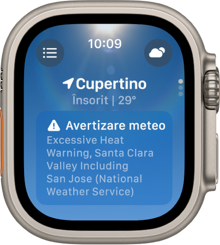O avertizare meteo care descrie un avertisment de caniculă excesivă.