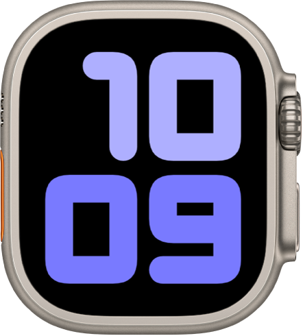 Številčnica Numerals Duo kaže 10:09 z zelo velikimi številkami.
