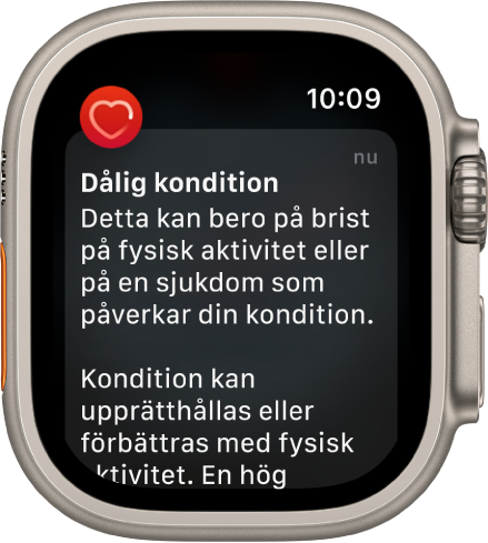 En pulsvarning som visar låg konditionsnivå.