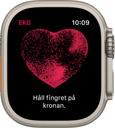 Appen EKG visar en bild på ett hjärta med orden ”Håll fingret på kronan”.
