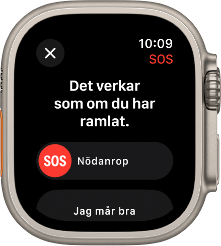 Skärmen för falldetektering.