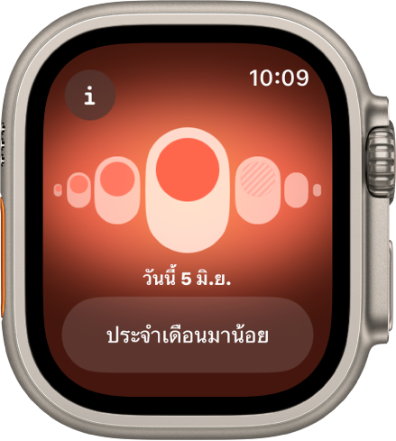 Apple Watch ที่แสดงหน้าจอการติดตามรอบเดือน