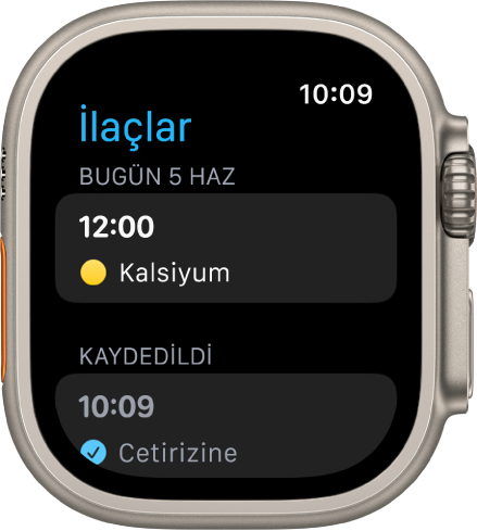 İlaçlar uygulaması kayıtlı ilaçları gösteriyor.