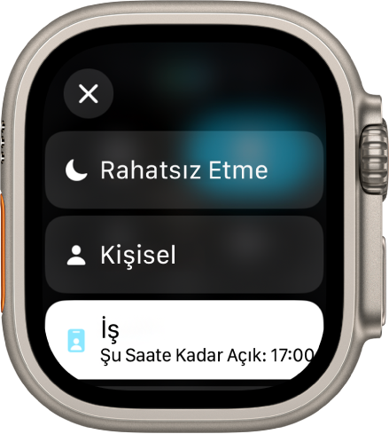 Odak listesi; Rahatsız Etme’yi, Kişisel’i ve İş’i gösteriyor. İş Odağı etkin.