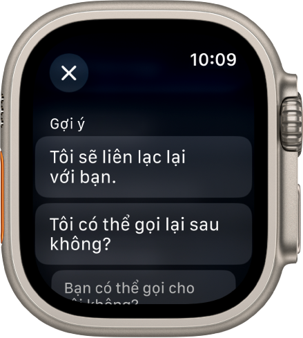 Ứng dụng Mail đang hiển thị ba câu trả lời thông minh.