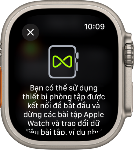 Một màn hình ghép đôi xuất hiện khi bạn ghép đôi Apple Watch của mình với thiết bị phòng tập.