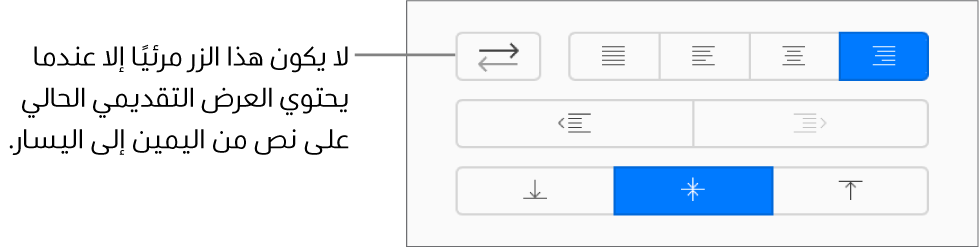 زر "اتجاه النص" في الشريط الجانبي "التنسيق".