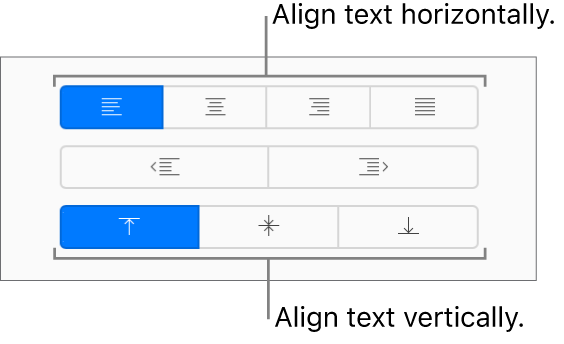 The vertical and horizontal text alignment buttons in the Format sidebar.