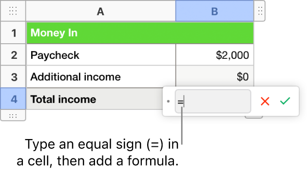 The Formula Editor is open with = and no formula entered.