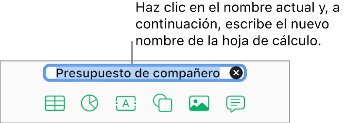 El nombre de la hoja de cálculo, En blanco, seleccionado en la parte superior de la hoja de cálculo abierta.