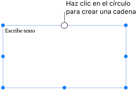 Un cuadro de texto vacío con un círculo blanco en la parte superior.