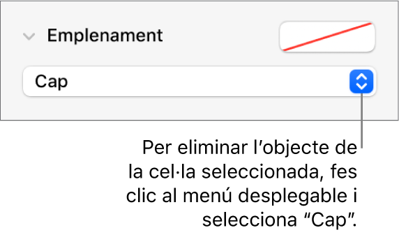 Control per eliminar un objecte d’una cel·la seleccionada.