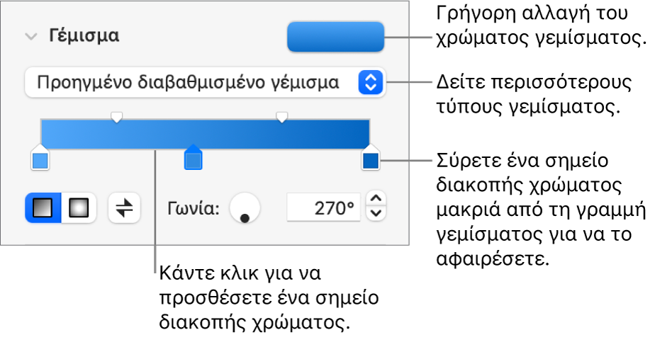 Στοιχεία ελέγχου για το γέμισμα αντικειμένων με χρώματα.