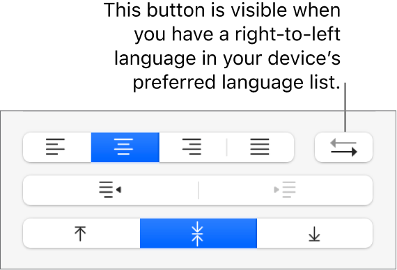 The Paragraph Direction button in the Alignment section of the Format sidebar.