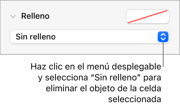 El control para eliminar un objeto de la celda seleccionada.