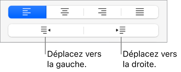 Options d’alignement de paragraphe.